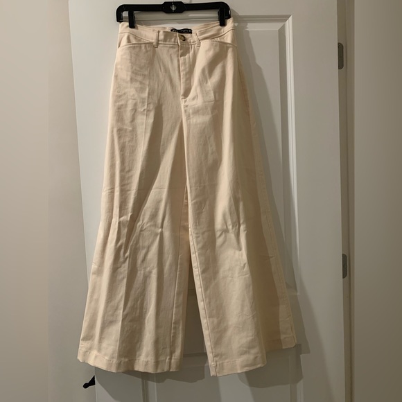Zara Wide leg beige pants - Picture 1 of 3